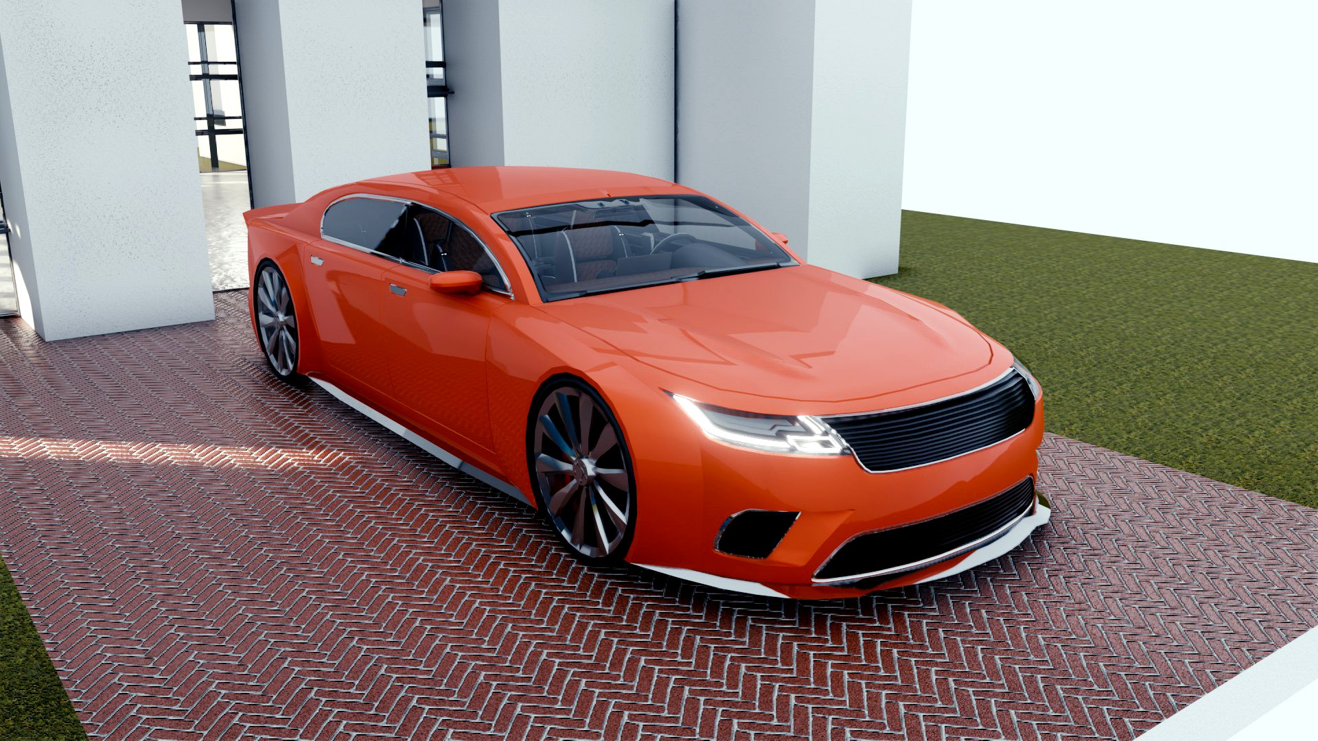 BLENDER EEVEE Brandless Extended Wheelbase 4 door sedan