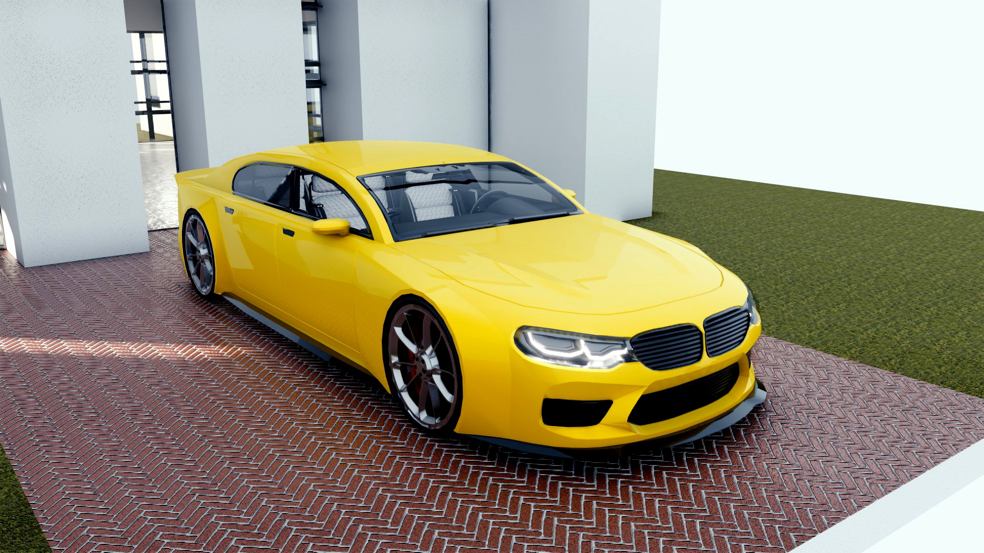 BLENDER EEVEE Brandless Extended Wheelbase 4 door sedan(1)