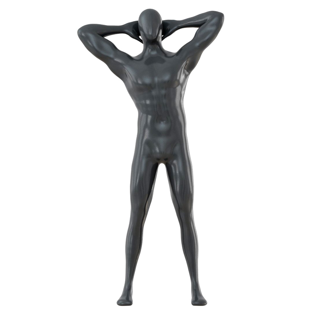 Male abstract mannequin hands holding on back of head 94