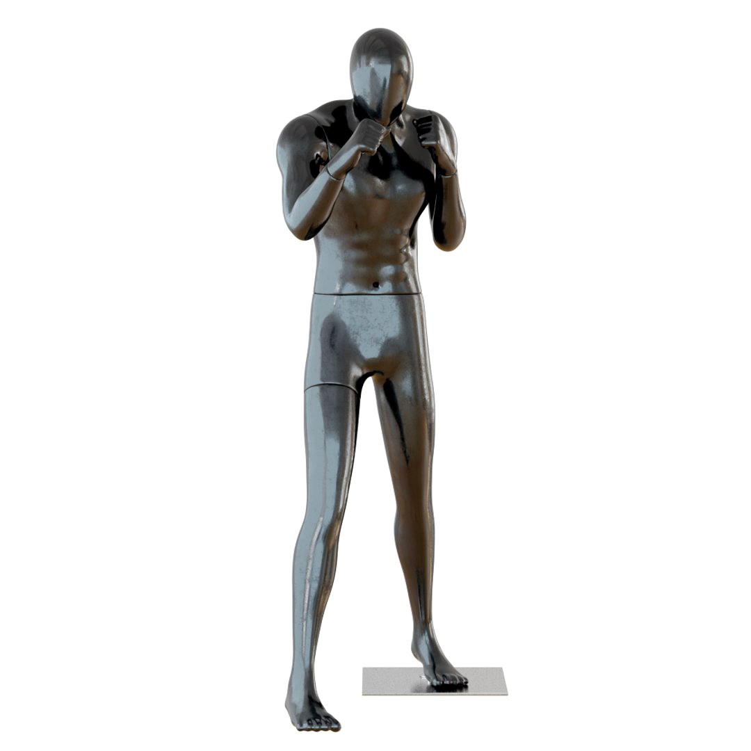 Male black mannequin in boxing pose