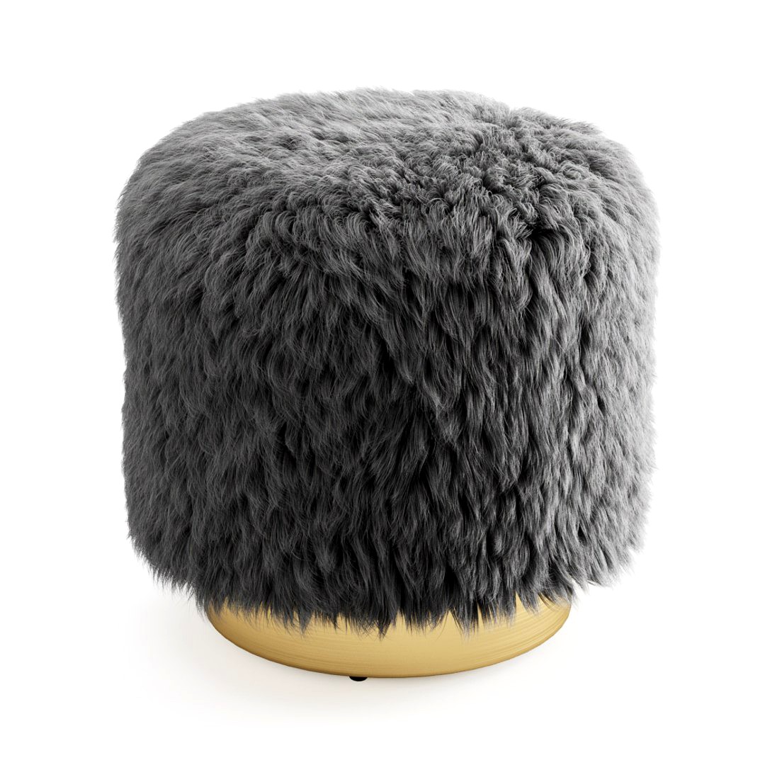 Fur Round Pouf
