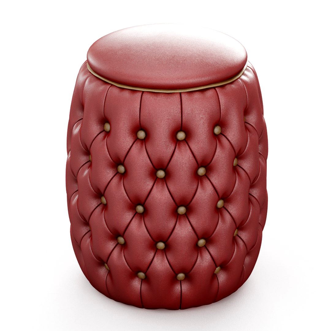 Mid-Century Tufted Storage Stool