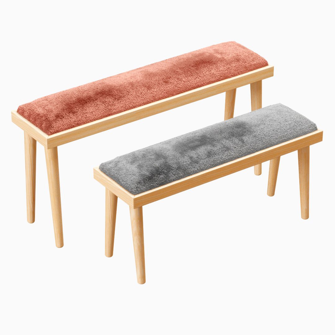 Sheepskin Solid Wood Bench