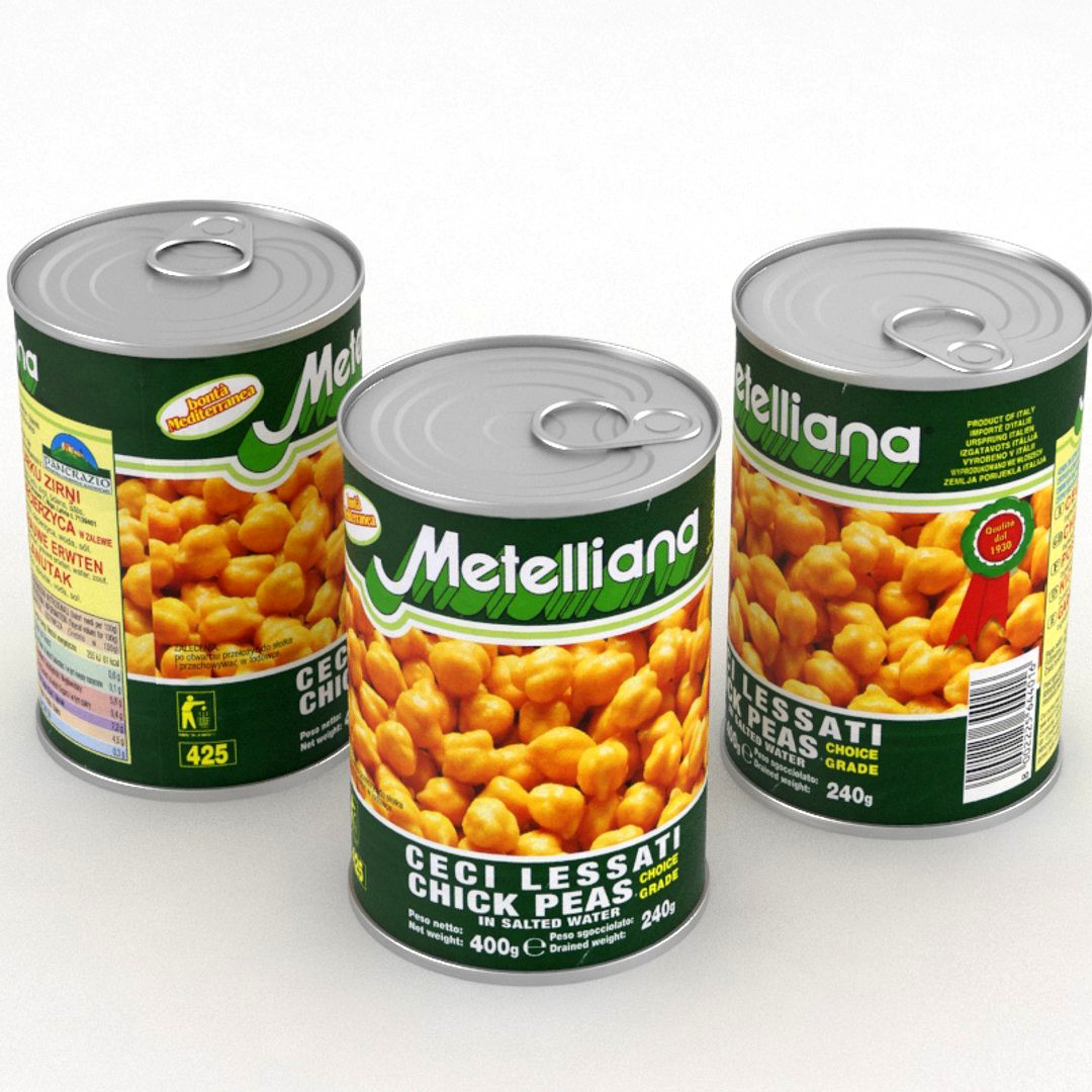 Metelliana Ceci Lessati Chick Peas Food Can 400g