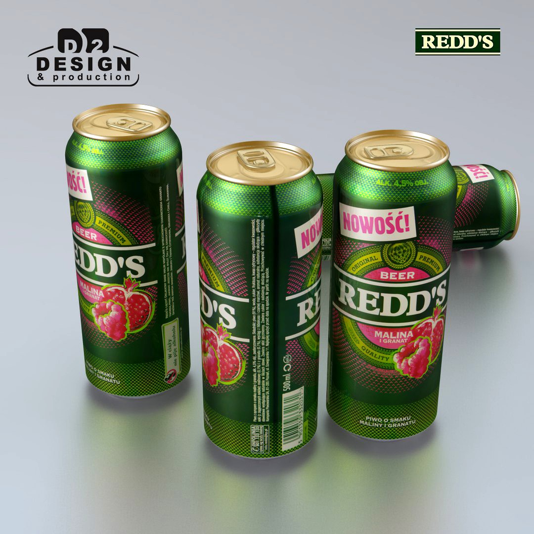 Beer can Redds raspberry 500ml