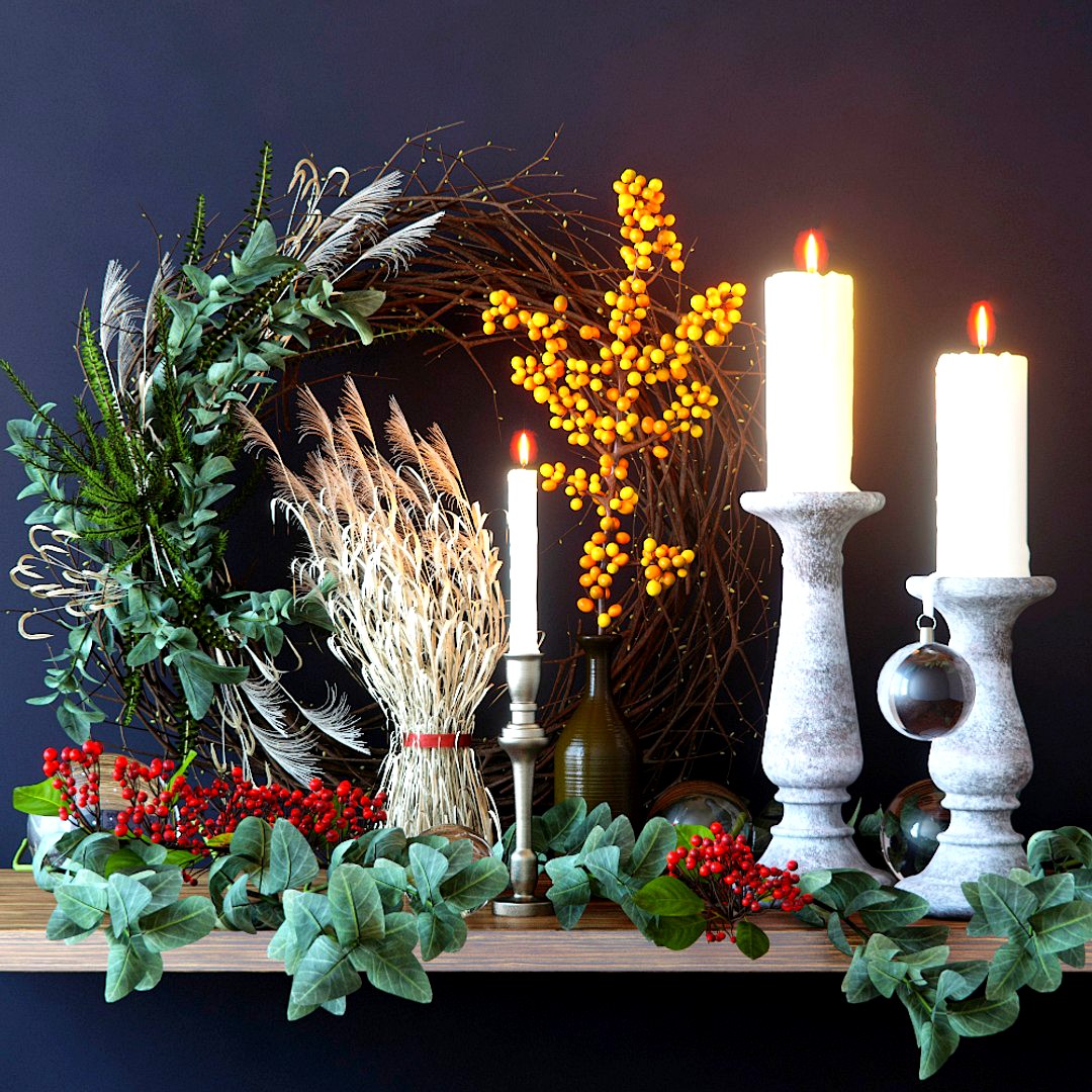Decor with candles and branches