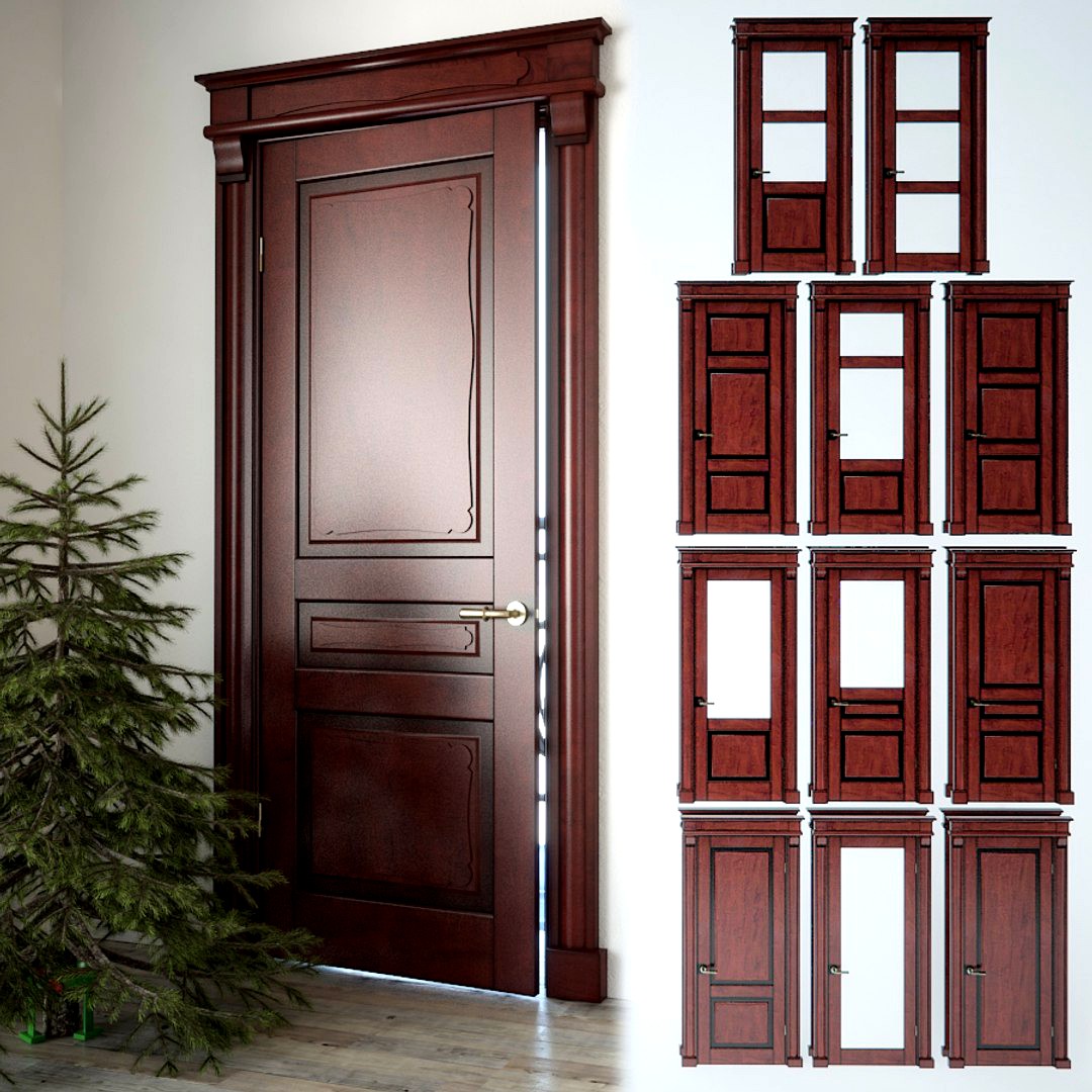 Classic doors collection with fir tree