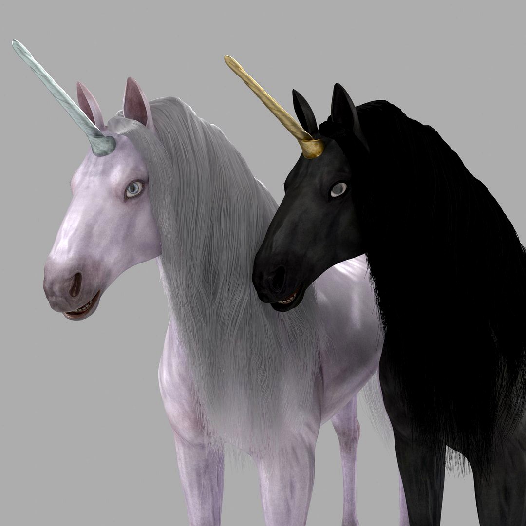 White Black Unicorn with Fur