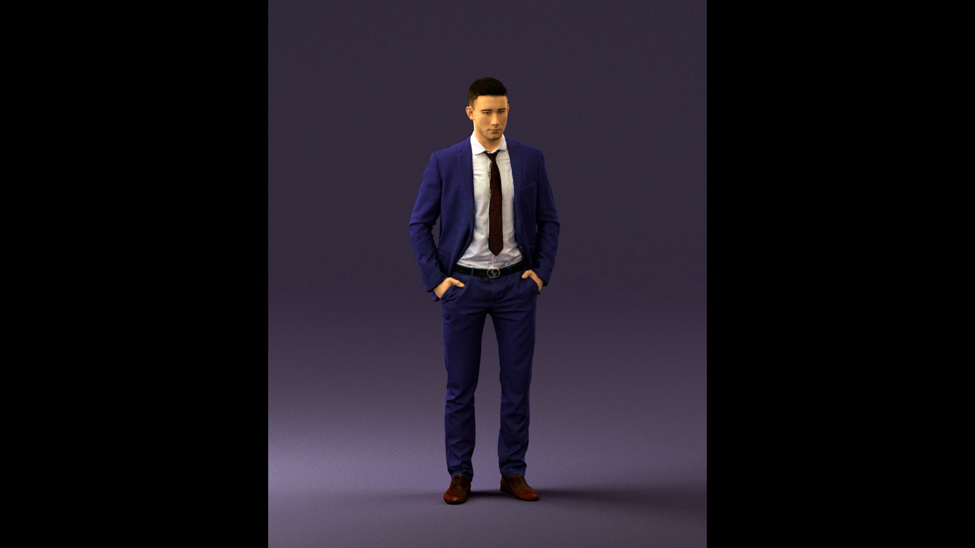 Man in blue suit open jacket 0550