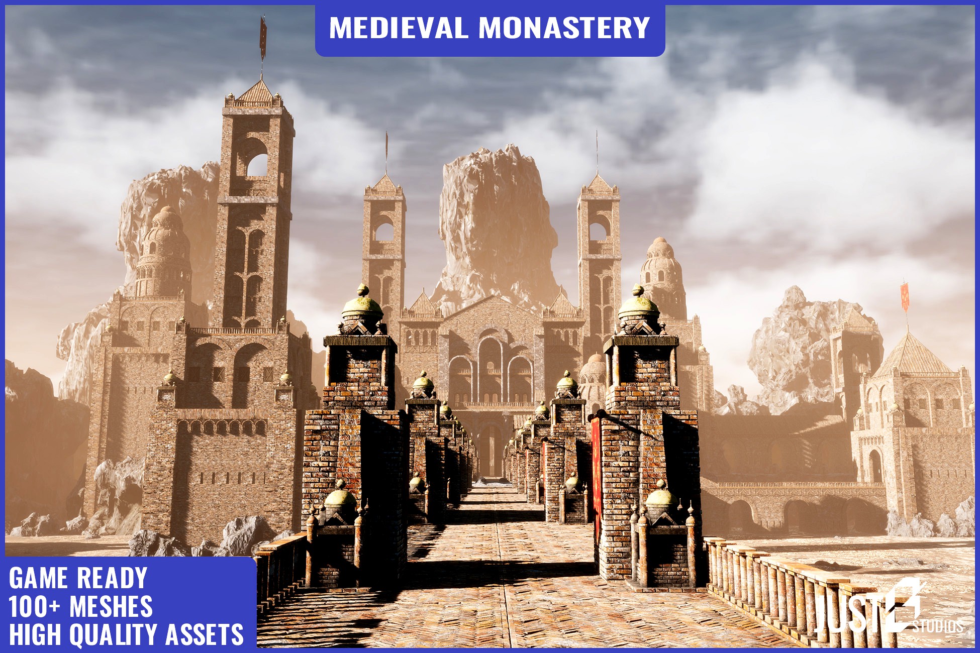 Medieval Monastery Environment (Sanctuary,Church,Modular Castle,Medieval)