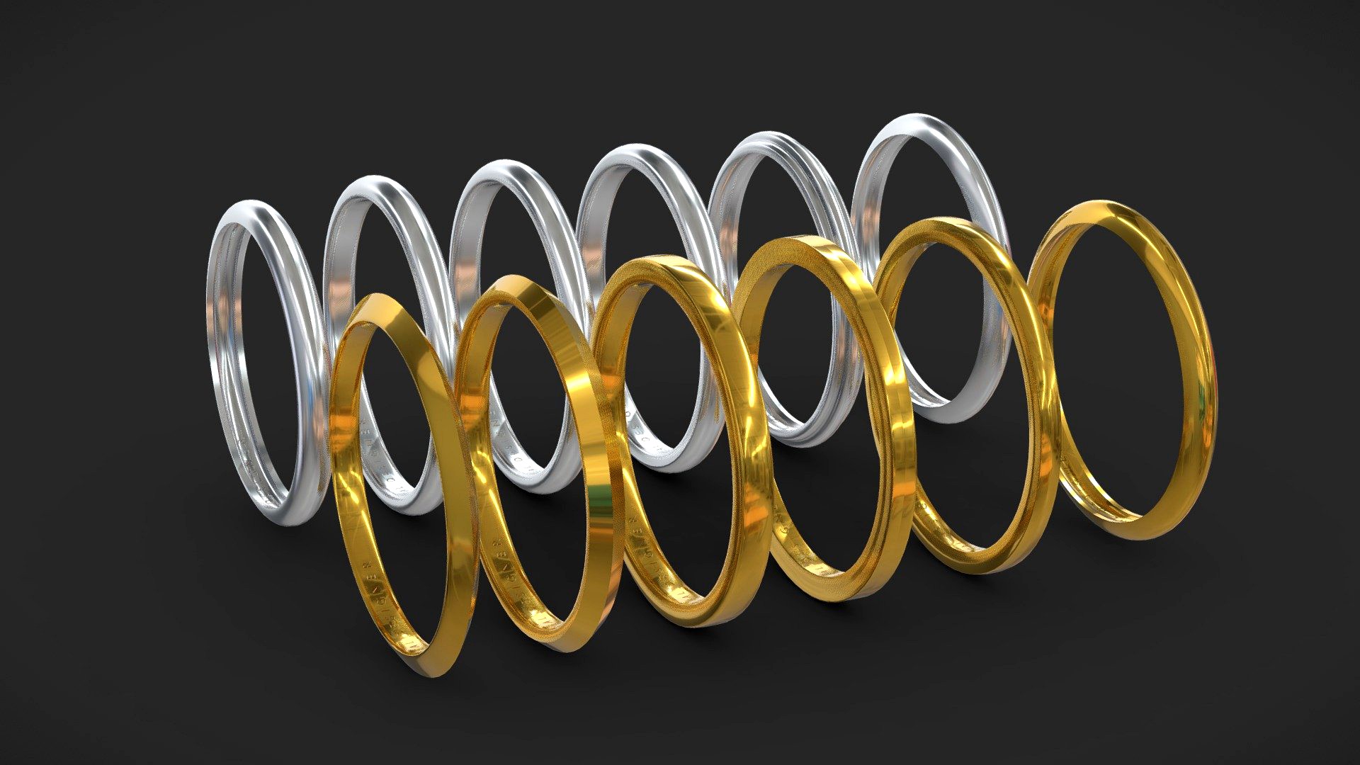 Ring Pack - 16mm Gold and Silver Set