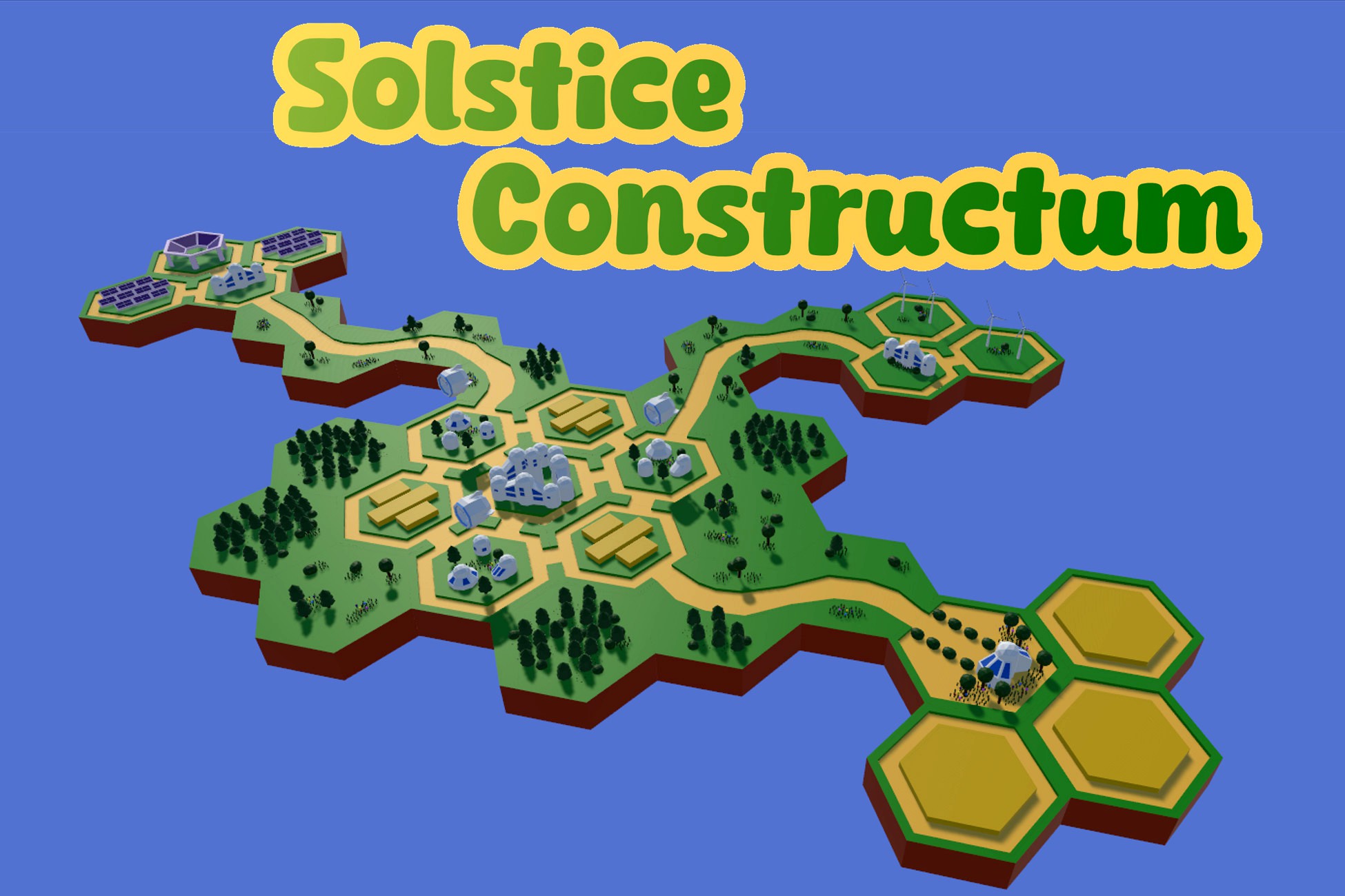 Solstice Constructum - 3D Low-Poly SolarPunk Hex-Based City Builder Asset-Pack