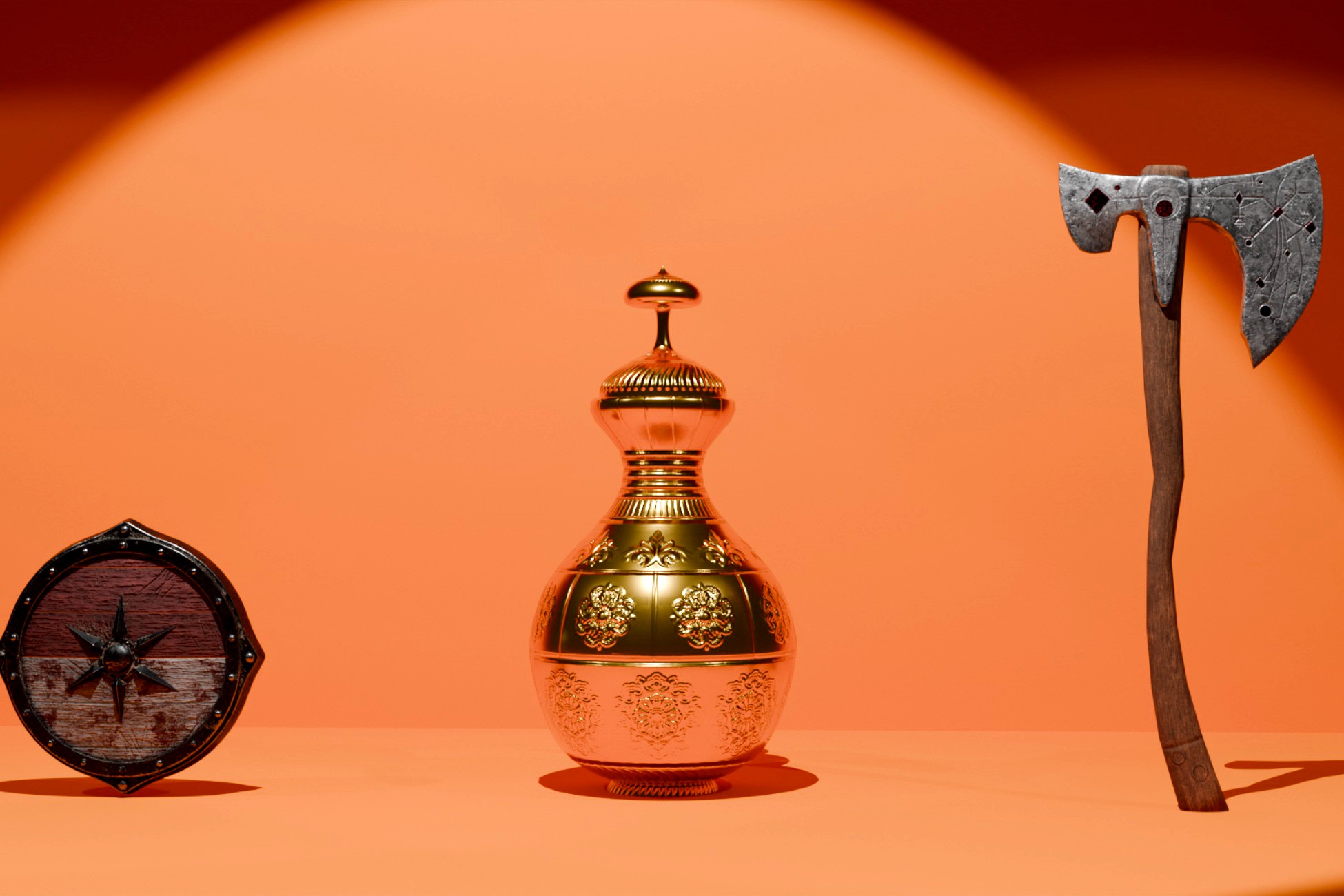 3d Props : Shield, Axe, Vase