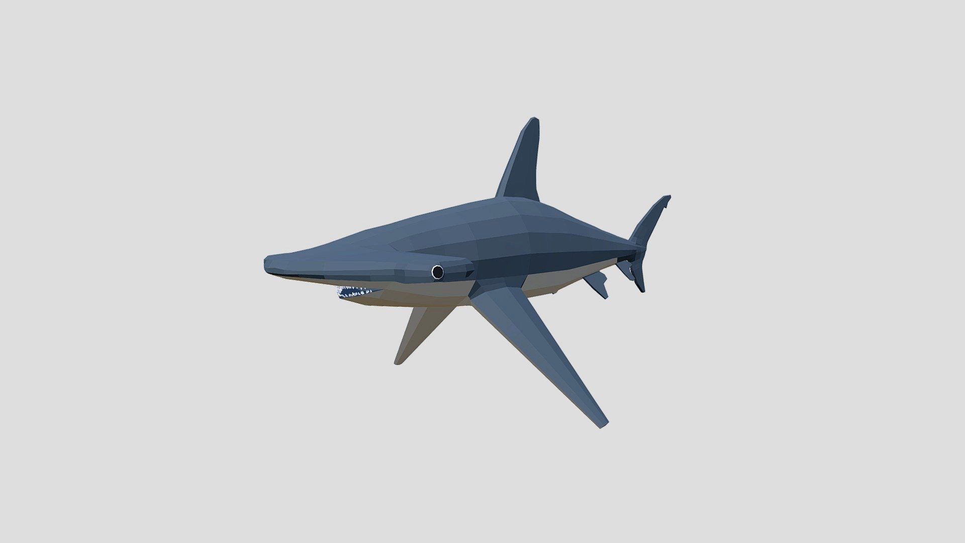 Low Poly Cartoon Hammerhead Shark