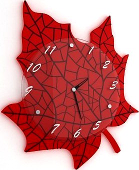 Red Leaf Wall Clock 3D Model