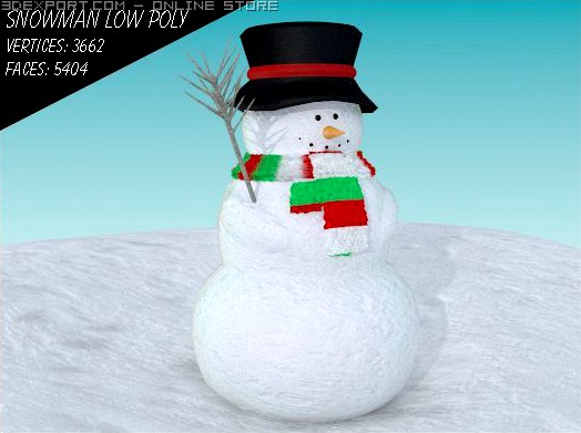 Snowman low poly 3D Model