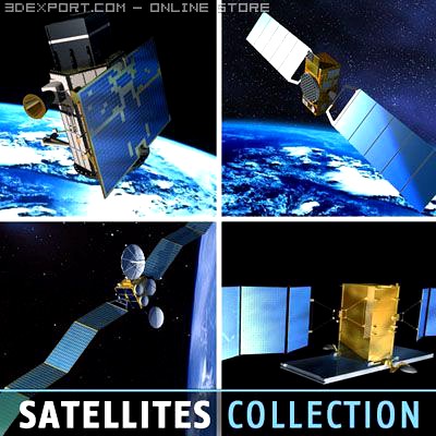 4 Satellites collection 3D Model