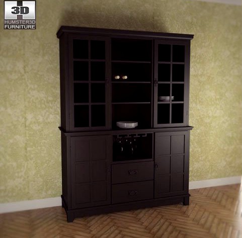 Buffet and Hutch in Ebony  Arts and Crafts 3D Model