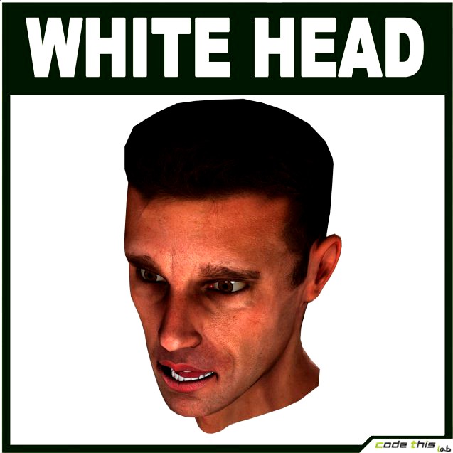 Low Poly White Male Head 3D Model