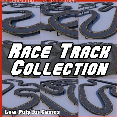 Low Polygon Race Track Collection 3D Model