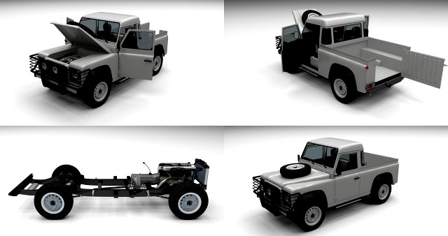 Full Land Rover Defender 90 Pick Up 3D Model