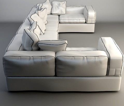 White Corner Sofa 3D Model