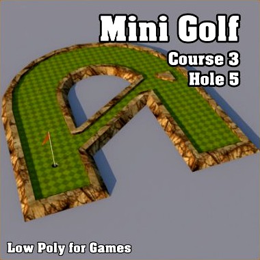 Low Poly Mini Golf Hole C3H5 3D Model