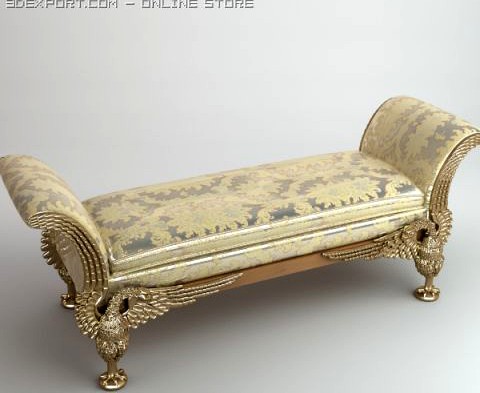 Baroque Style Bench 3D Model