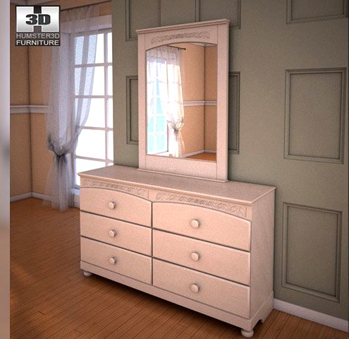 Ashley Cottage Retreat Dresser  Mirror 3D Model