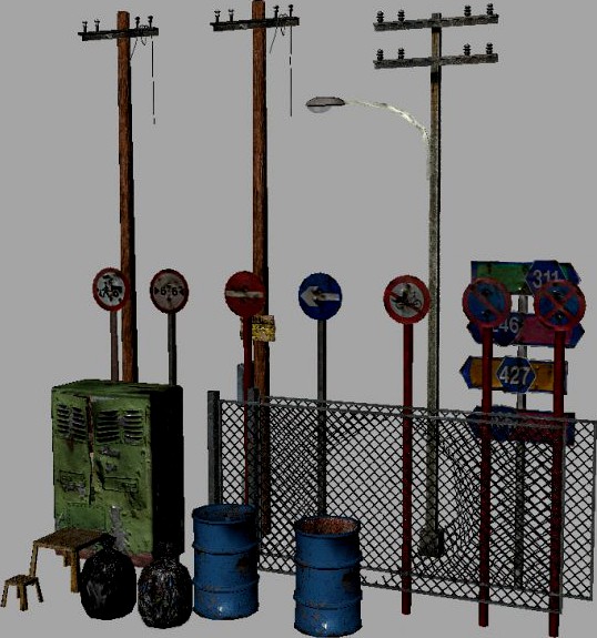 Street elements 3D Model
