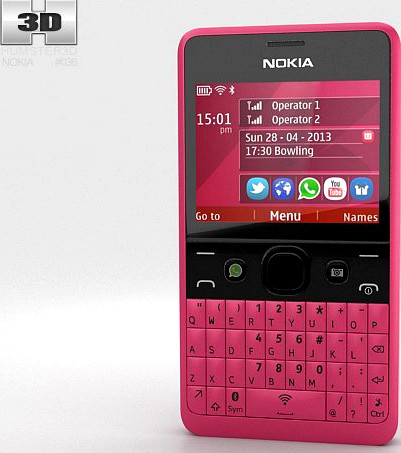 Nokia Asha 210 Pink 3D Model