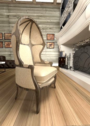 Versailles Domed BurlapBacked Chair 3D Model