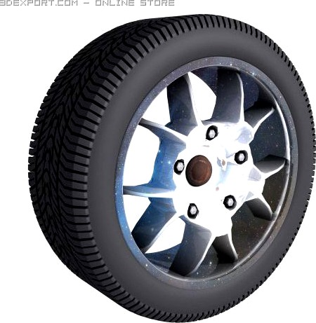 3d model of HD High Detailed Wheel tire and rim2 3D Model
