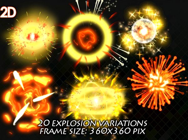 2D explosion animations pack 3D Model