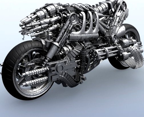 Terminator Robot Motorcycle 3D Model