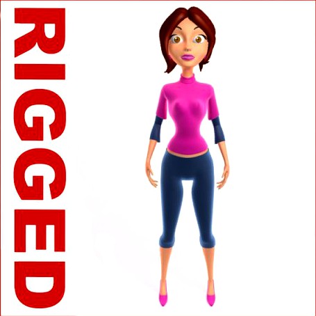 Woman Cartoon Rigged 3D Model