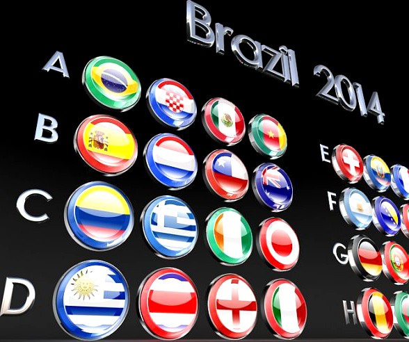 Flags of World Cup 2014 3D Model