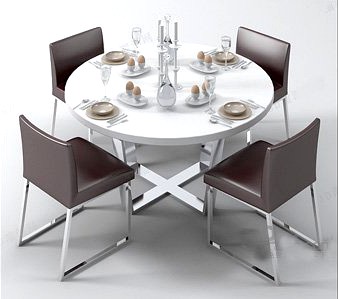 4 person round table and chairs 3D Model