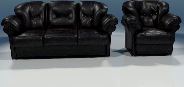 Leather settee 3D Model