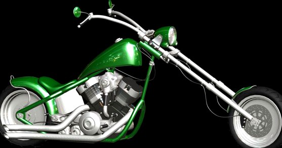 Chopper Motorcycle Green 3D Model