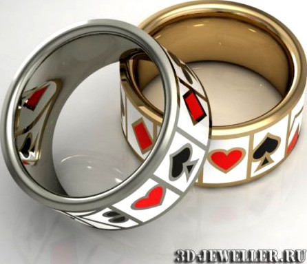 Ring with casino enamel 3D Model