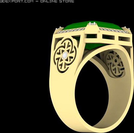 Ring with an emerald 3D Model