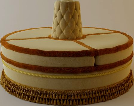 Round Upholstered Bench 3D Model