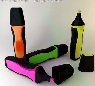 Highlighter Markers Collection 3D Model