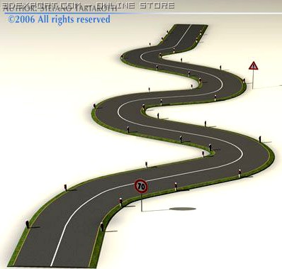 Road with curves 3D Model