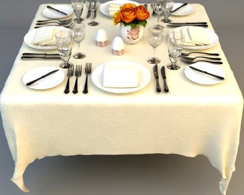 Dining Table Place Settings 3D Model