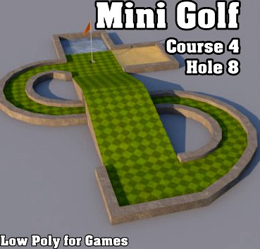 Low Poly Mini Golf Hole C4H8 3D Model