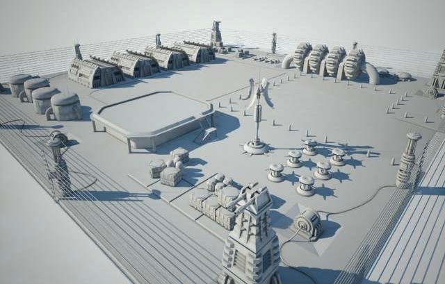 Scifi military base 3D Model