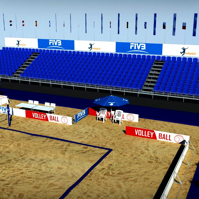 Beach volleyball court high 3D Model