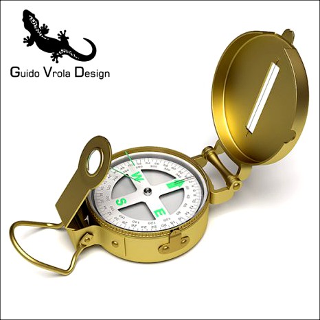 Professional brass compass 3D Model